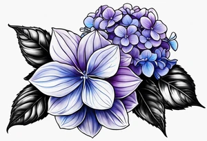 Blue and purple hydrangea flowers tattoo idea