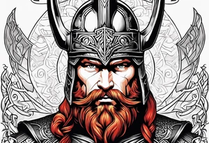 thor with red beard and hammer tattoo idea