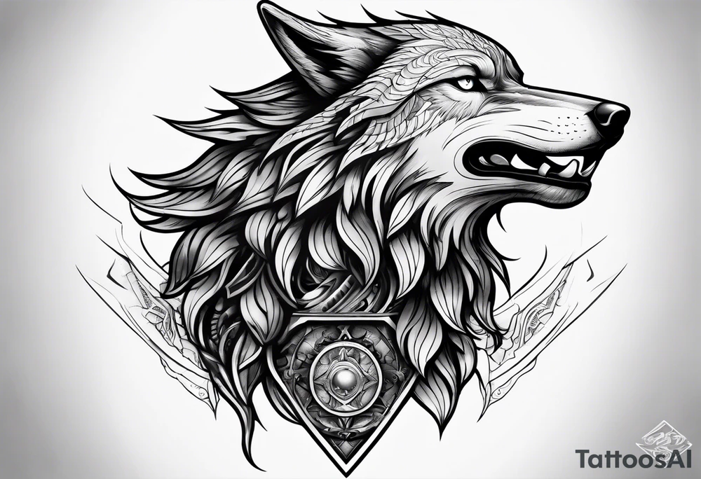 half wolf half eagle tattoo idea