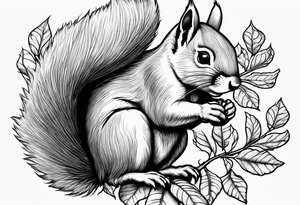 Angel squirrel carrying acorn tattoo idea