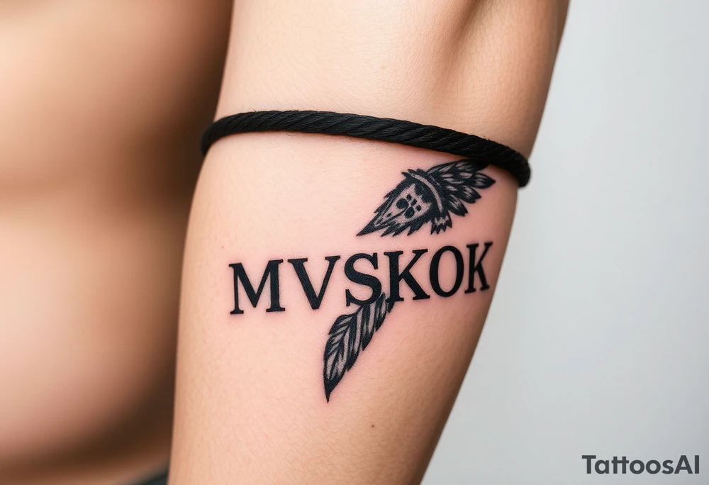 “MVSKOKE” shaded with Native American print tattoo idea