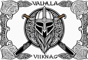 Valhalla viking helmet 
Sword shield tattoo idea