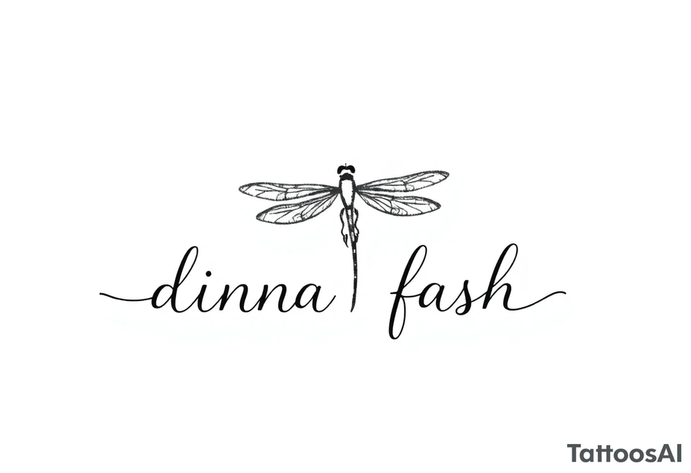 minimaliste simple thistle with dragonfly text : dinna fash tattoo idea