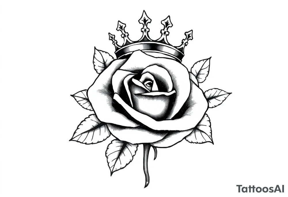 A Rose with a kings crown on it tattoo idea