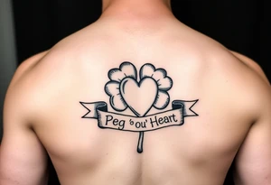 Shamrock patch with a heart and a banner that says " Peg 'o My Heart " tattoo idea