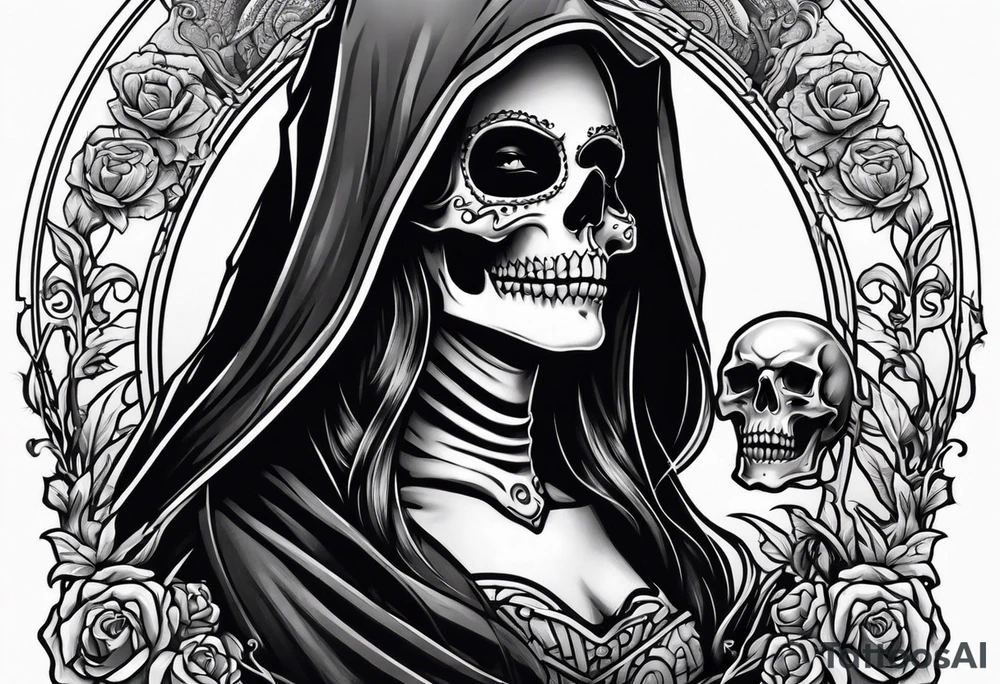 lady skeleton grim reaper satan tattoo idea