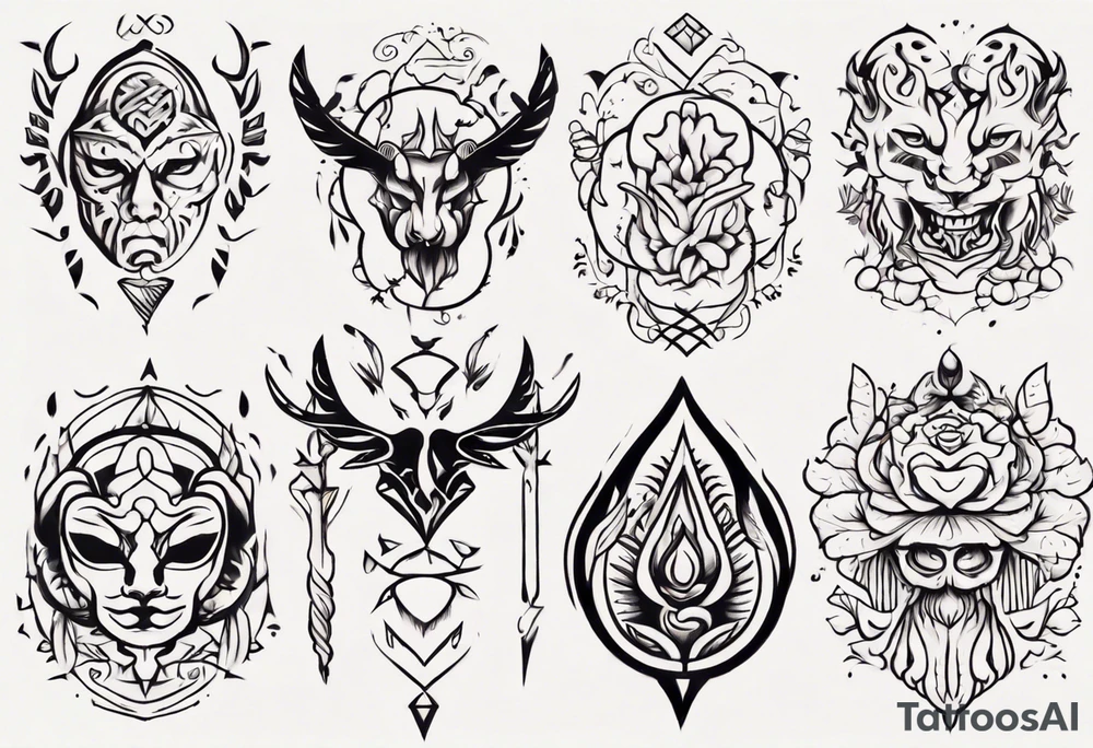 Minimalist Ornemental traditional tattoo idea
