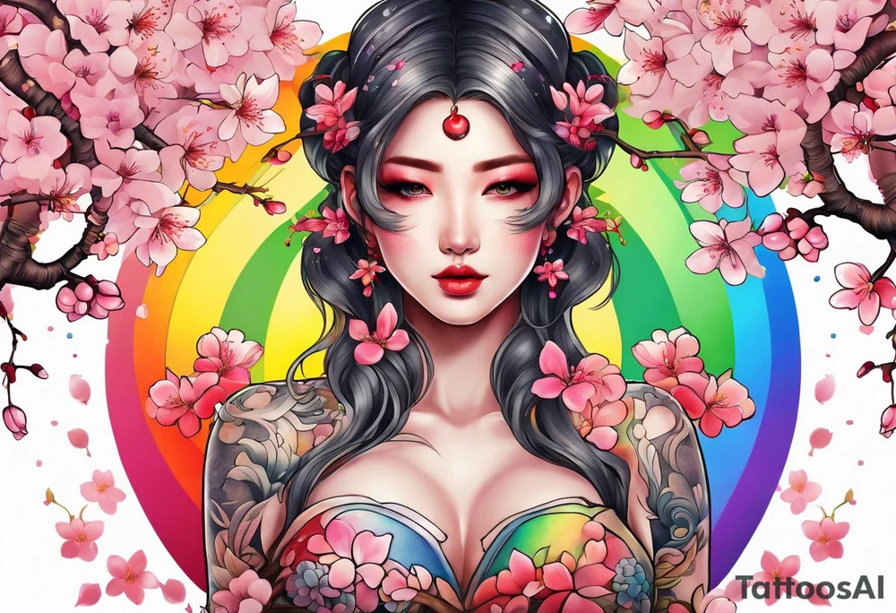 Cherry blossom rainbow tattoo idea