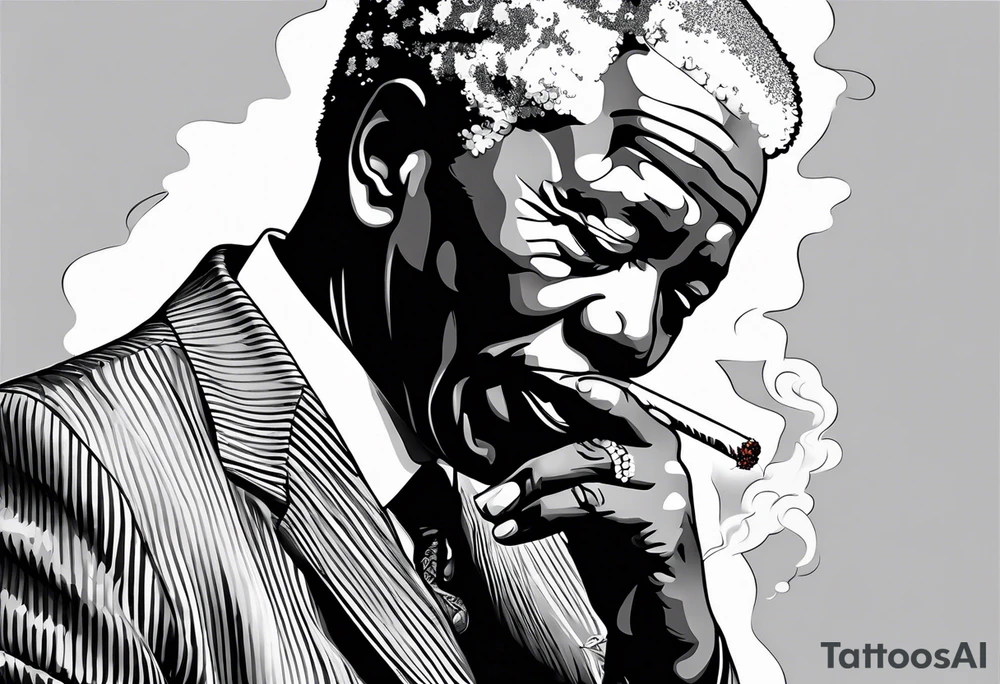 Nelson Mandela smoking cigarette tattoo idea