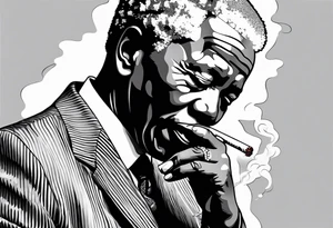 Nelson Mandela smoking cigarette tattoo idea