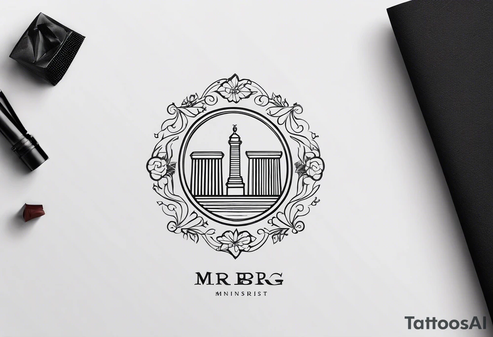 I'm looking for a minimalist logo-style tattoo that consists of the letters 'MRBG'. Keep it simple and not too fancy, just the clean and bold letters arranged in a stylish way. tattoo idea