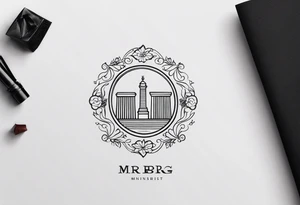 I'm looking for a minimalist logo-style tattoo that consists of the letters 'MRBG'. Keep it simple and not too fancy, just the clean and bold letters arranged in a stylish way. tattoo idea