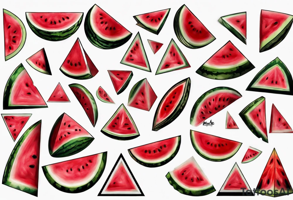 Red triangle watermelon tattoo idea