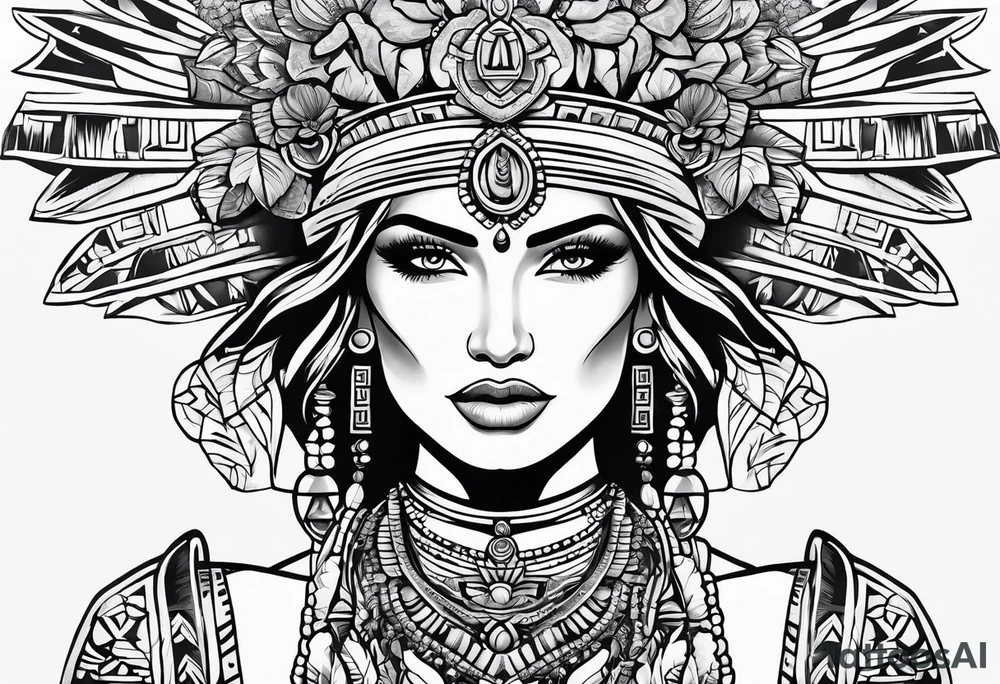 Aztec princess, cactus tattoo idea