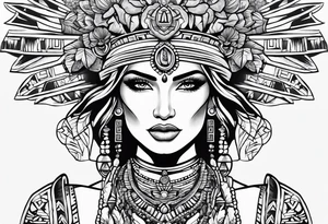 Aztec princess, cactus tattoo idea