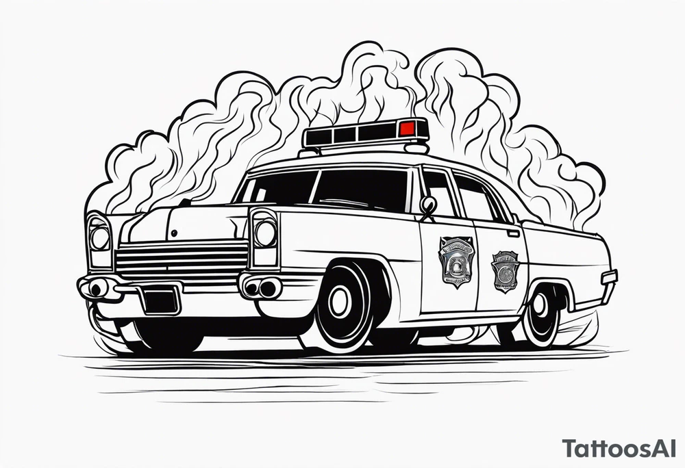Police car on fire tattoo idea