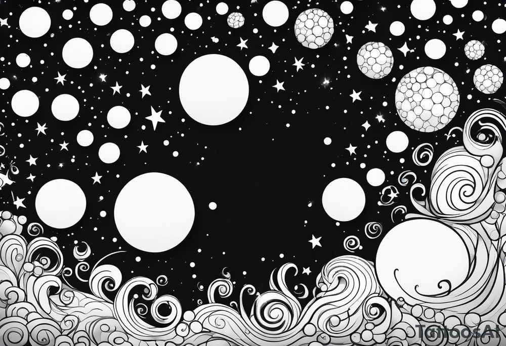 Draw me some magical really simple underwater bubbles and simple stars tattoo idea