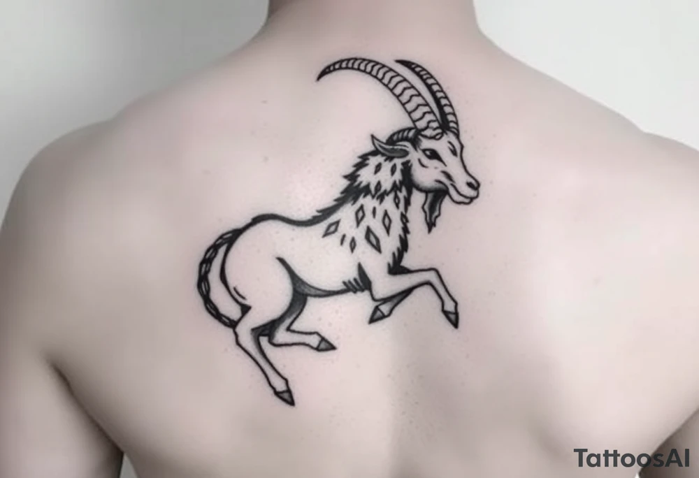 ignorant style capricorn sea goat tattoo black and white tattoo idea