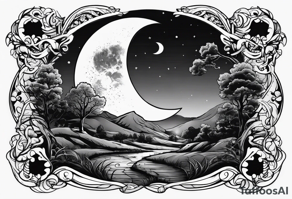 graveyard with moon tattoo idea
