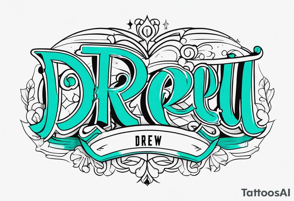 The name Drew with teal tattoo idea