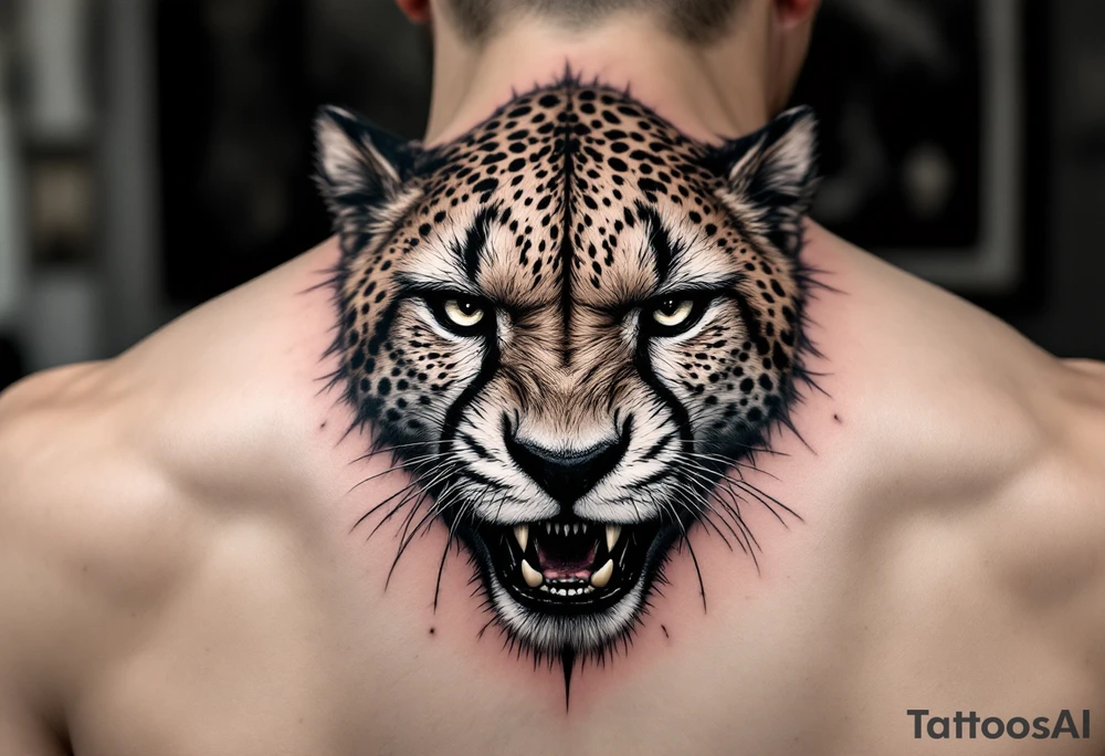 angry cheetah tattoo idea