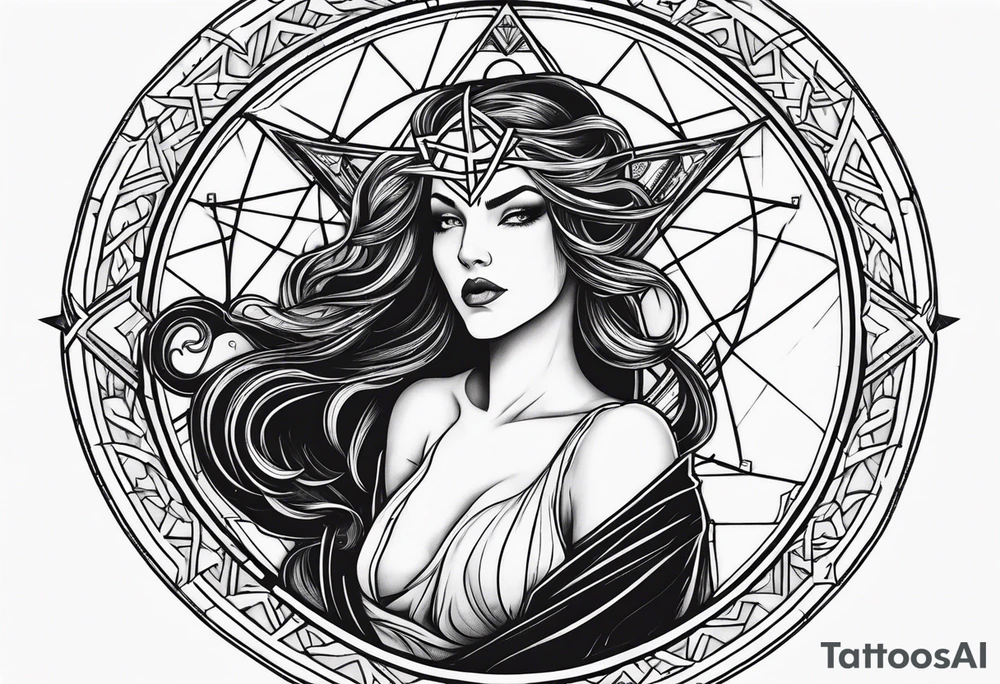 Pentagram Lilith symbol moon tattoo idea