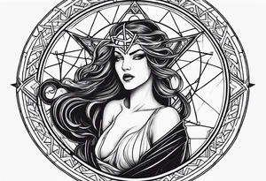 Pentagram Lilith symbol moon tattoo idea