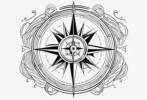 Vintage compass and waves. tattoo idea