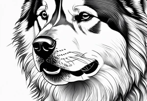 malamute half realistic half geometric tattoo idea