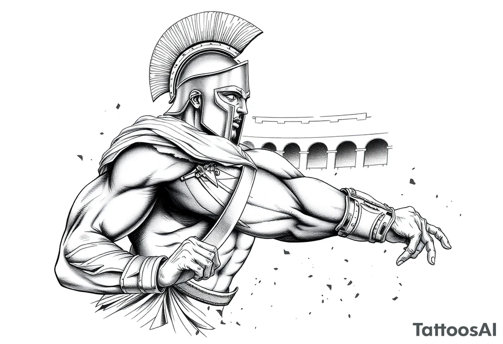 Spartan fighting in the Colosseum tattoo idea