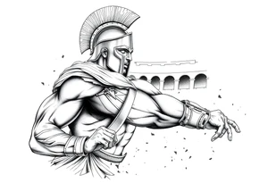 Spartan fighting in the Colosseum tattoo idea