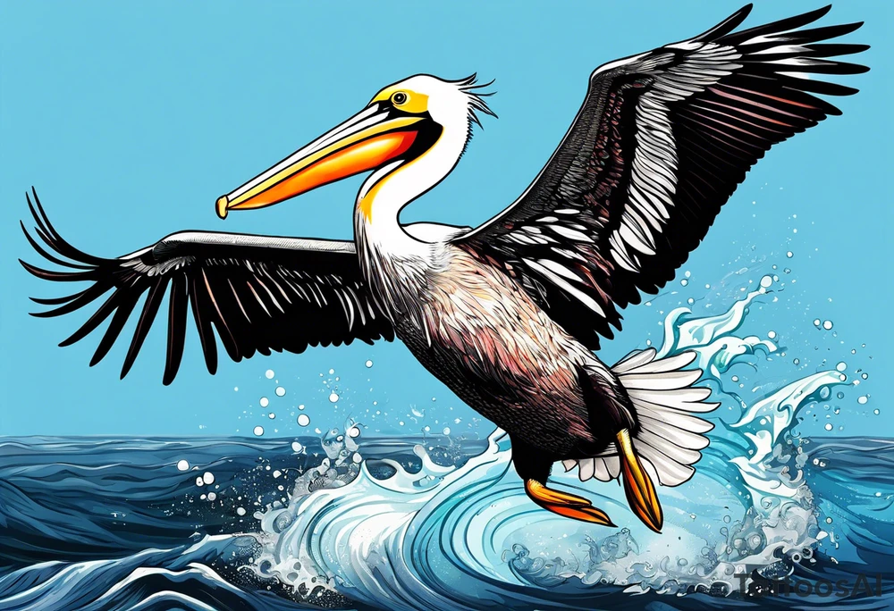 pelican +diving +water tattoo idea
