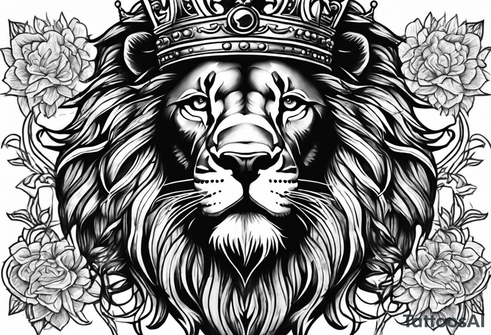 Lion crown cross tattoo idea