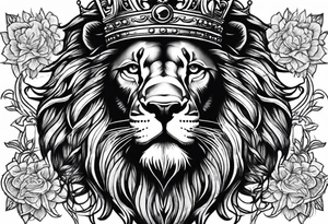 Lion crown cross tattoo idea