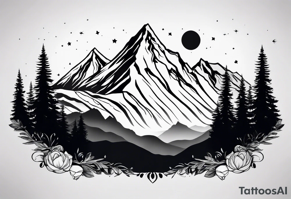 Mountain range silhouette chic tattoo idea