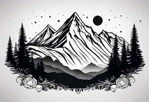 Mountain range silhouette chic tattoo idea