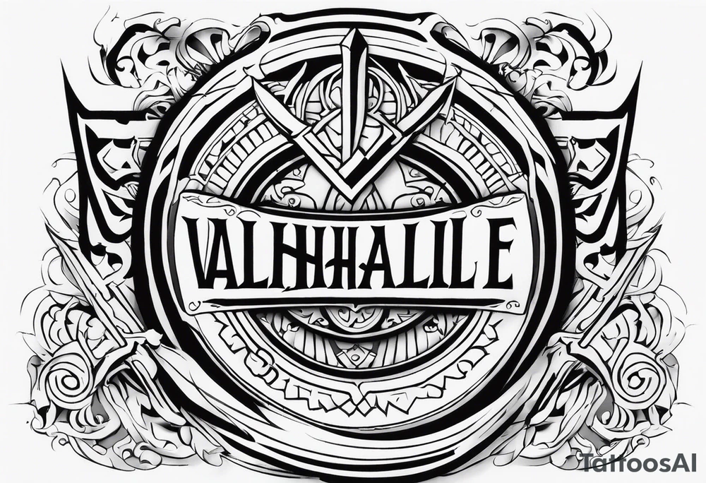 Valhalla sword shield steps tattoo idea