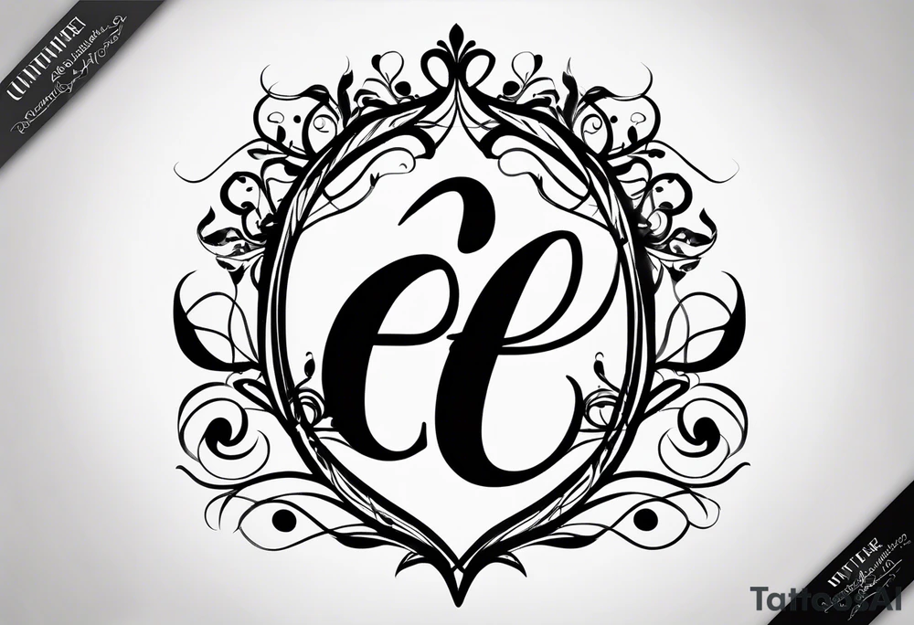 Simple fine line three script letter ‘E’ intertwined tattoo idea Simple fine line three script letter ‘E’ intertwined tattoo idea