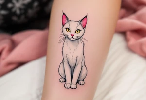 The Aristocats' Marie sits pretty in pink and white, a perfect tattoo for classic cat lovers. tattoo idea