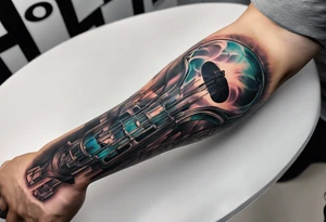 x ray of human arm on right arm tattoo idea