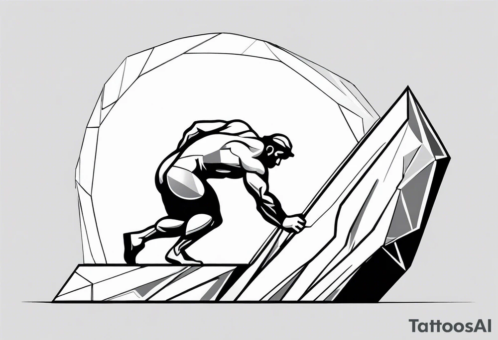 Sisyphus struggling pushing the rock up using geometric shapes tattoo idea Sisyphus struggling pushing the rock up using geometric shapes tattoo idea