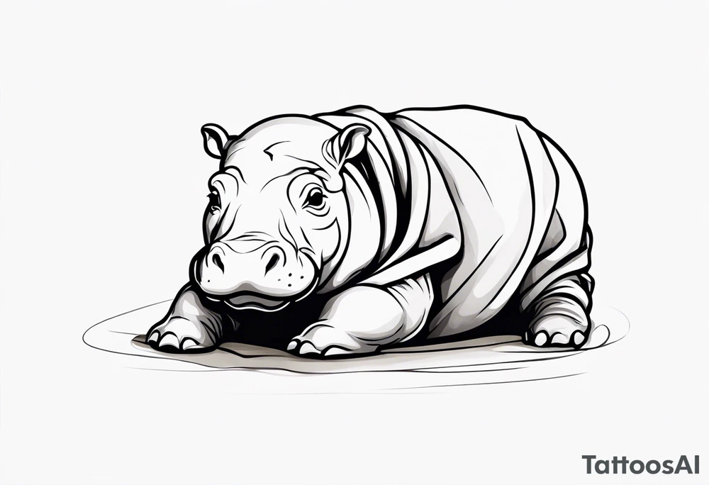 Baby hippo in a swaddle mean tattoo idea