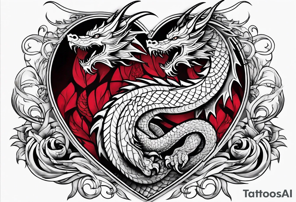 Dragon protecting a heart tattoo idea