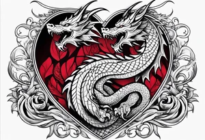 Dragon protecting a heart tattoo idea