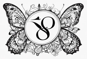 The word saudade turning into the number 8:18 with butterflies tattoo idea