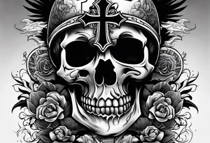 Tomb with smoke and crosses tattoo idea