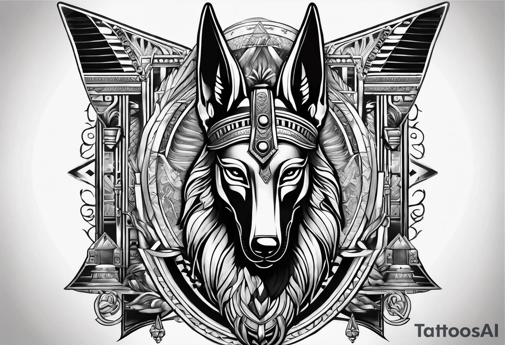 Anubis egyptian 
 back tattoo tattoo idea