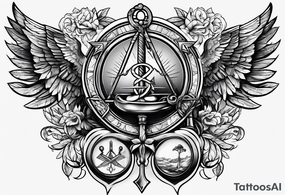 Masonic staff of caduceus tattoo idea