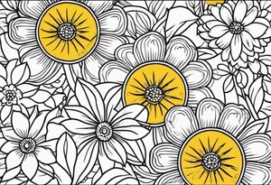 sunshine
old school vintage simple traditional design with vintage flowers surrounding
bold color simple tattoo idea