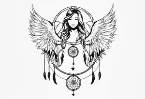 dreamcatcher devilish angel tattoo idea